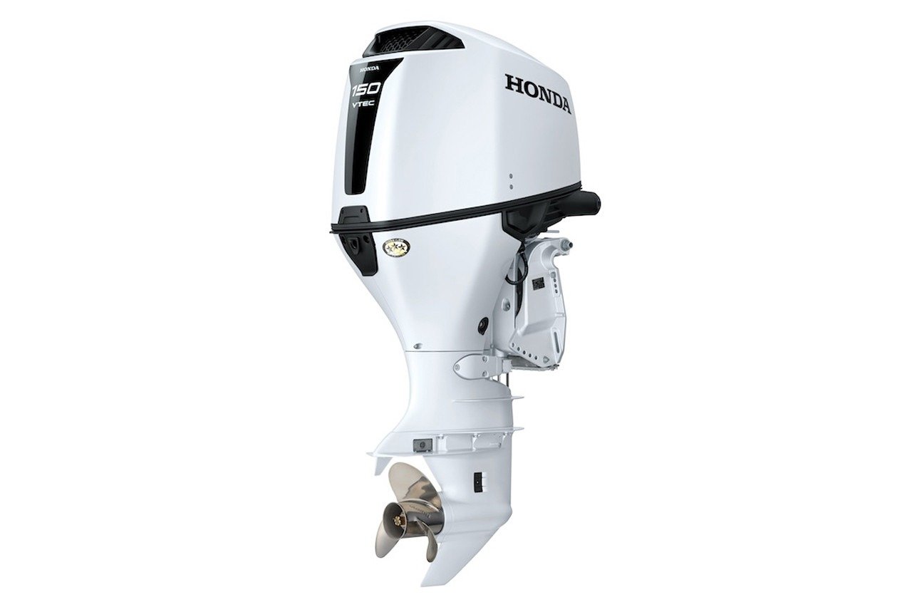 Buy Honda 150hp Outboard White | Remote Mechanical, Electric Start, 20" Shaft | BF150DK1LRA