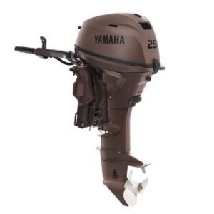 Yamaha 25hp Matte Brown Outboard | Tiller, Electric & Manual Start, 20″ Shaft | F25LWHC3