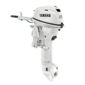 Yamaha 25hp Outboard For Sale | Tiller, Electric & Manual Start, 20″ Shaft | White | F25LWTHC2
